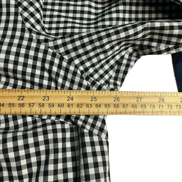 Lands End Womens Size 1X (16W-18W) No Iron Suprima Black White Gingham Plaid - Picture 10 of 10